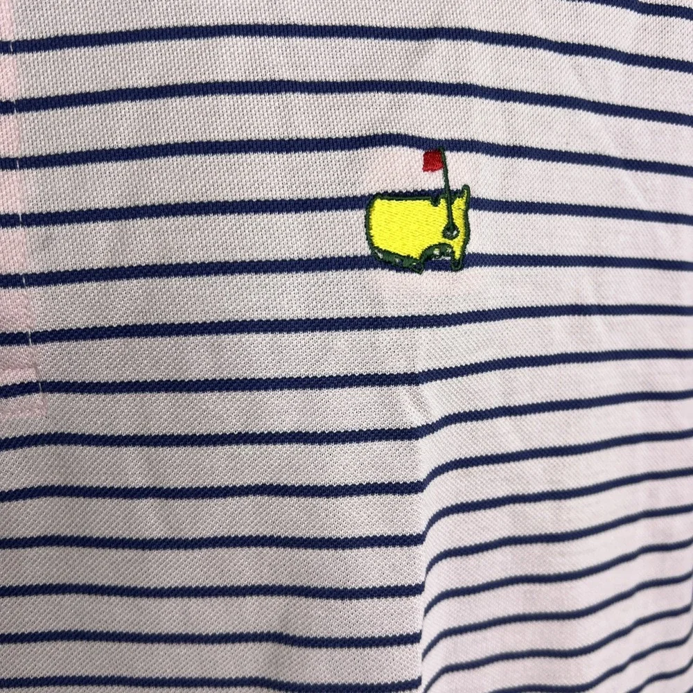 Polo Golf Ralph‎ Lauren Mens Large Shortsleeve Pink Blue Stripe-100% Pima Cotton